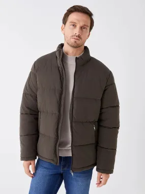 Men's Plain Puffer Jacket,Brown