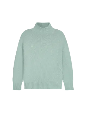 Men's Recycled Cashmere Turtleneck Sweater—eucalyptus blue