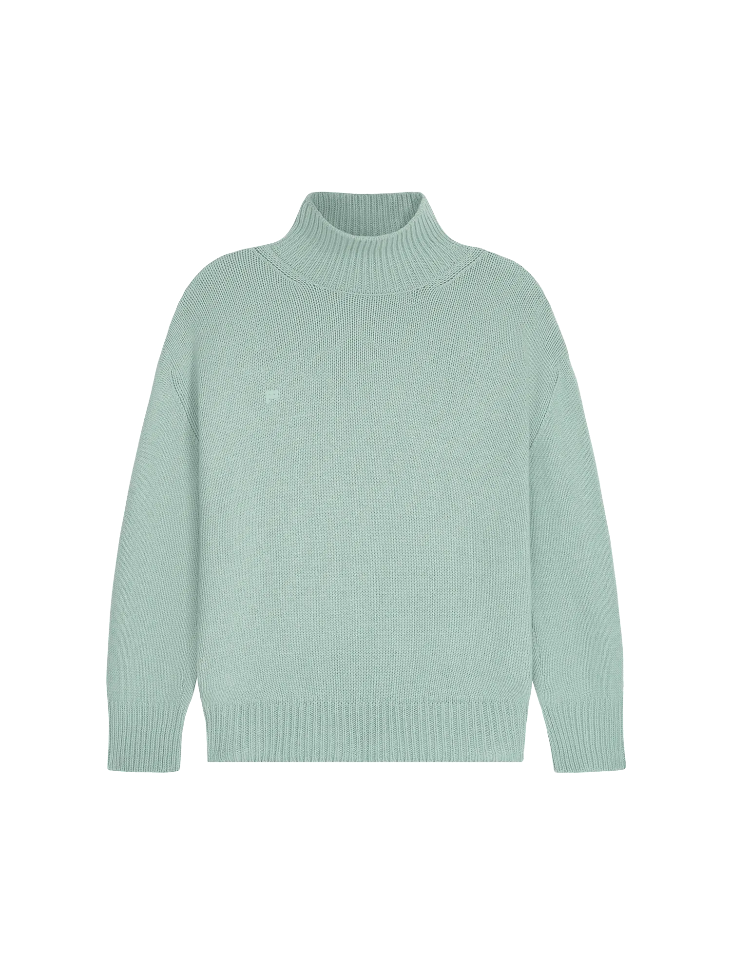 Men's Recycled Cashmere Turtleneck Sweater—eucalyptus blue