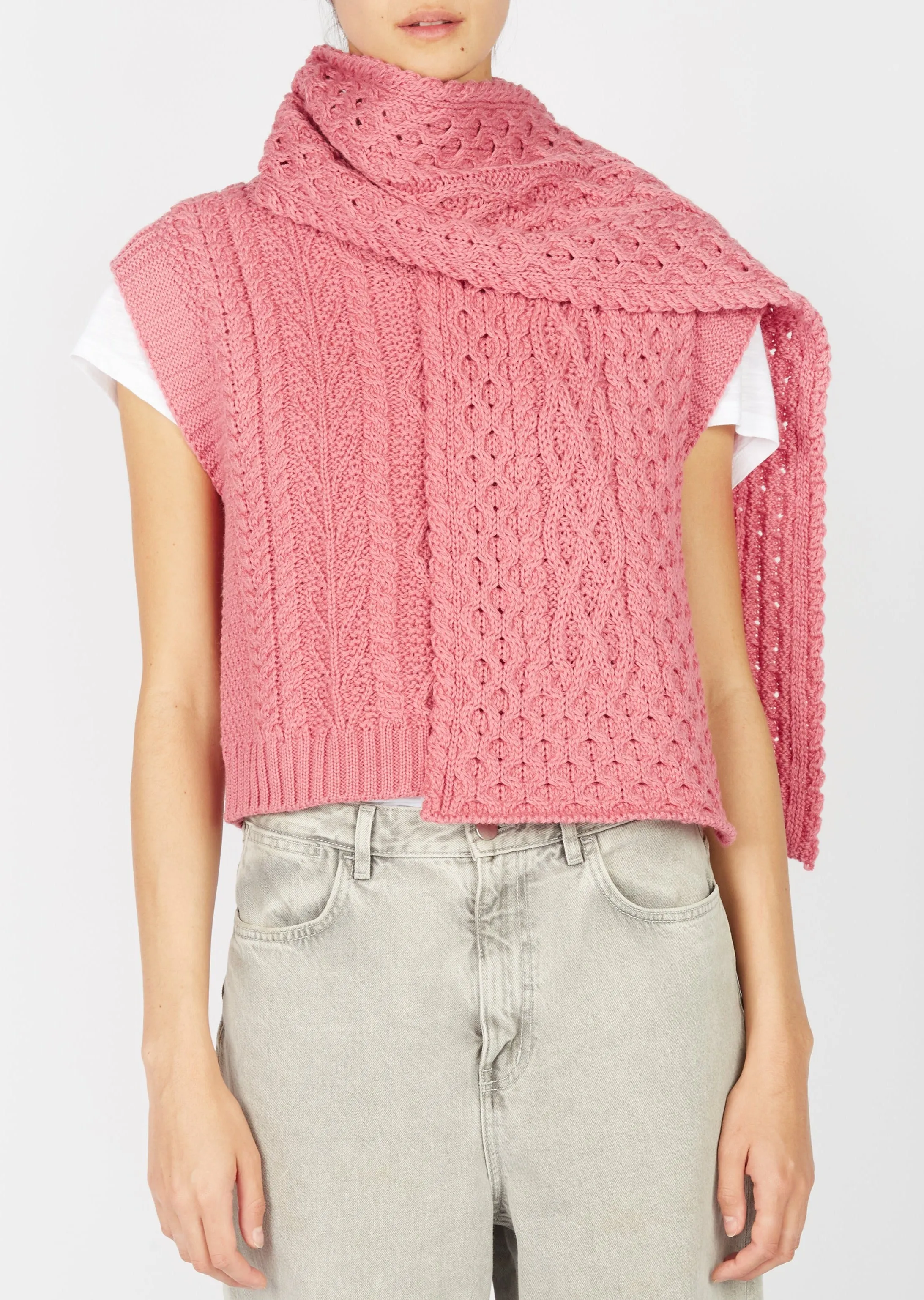 Merino Aran Scarf | Rosa Pink