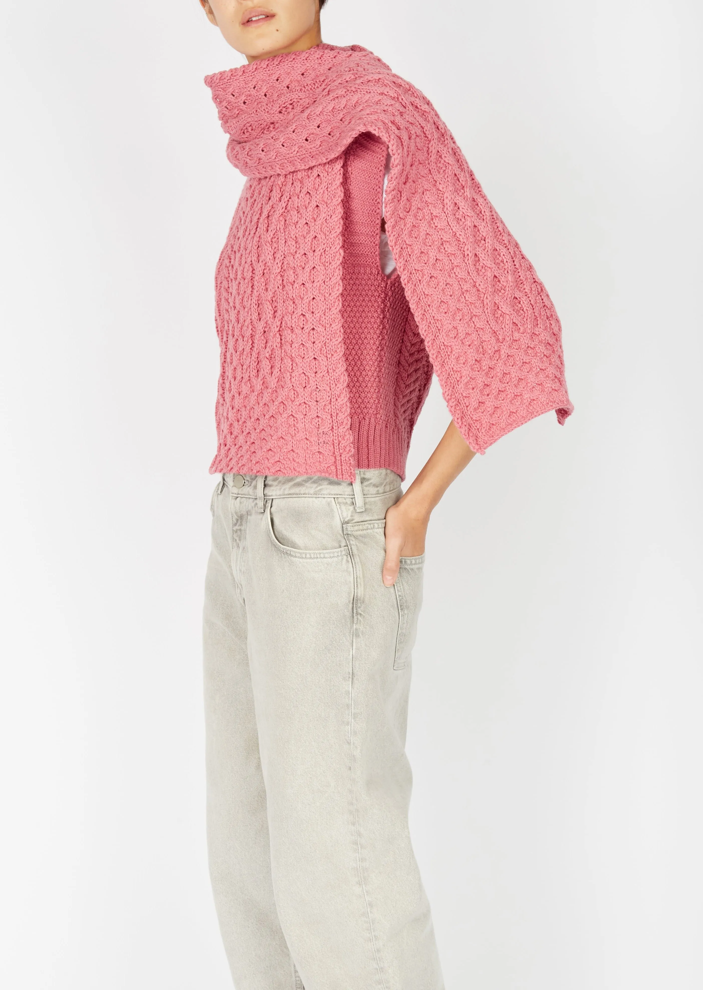 Merino Aran Scarf | Rosa Pink