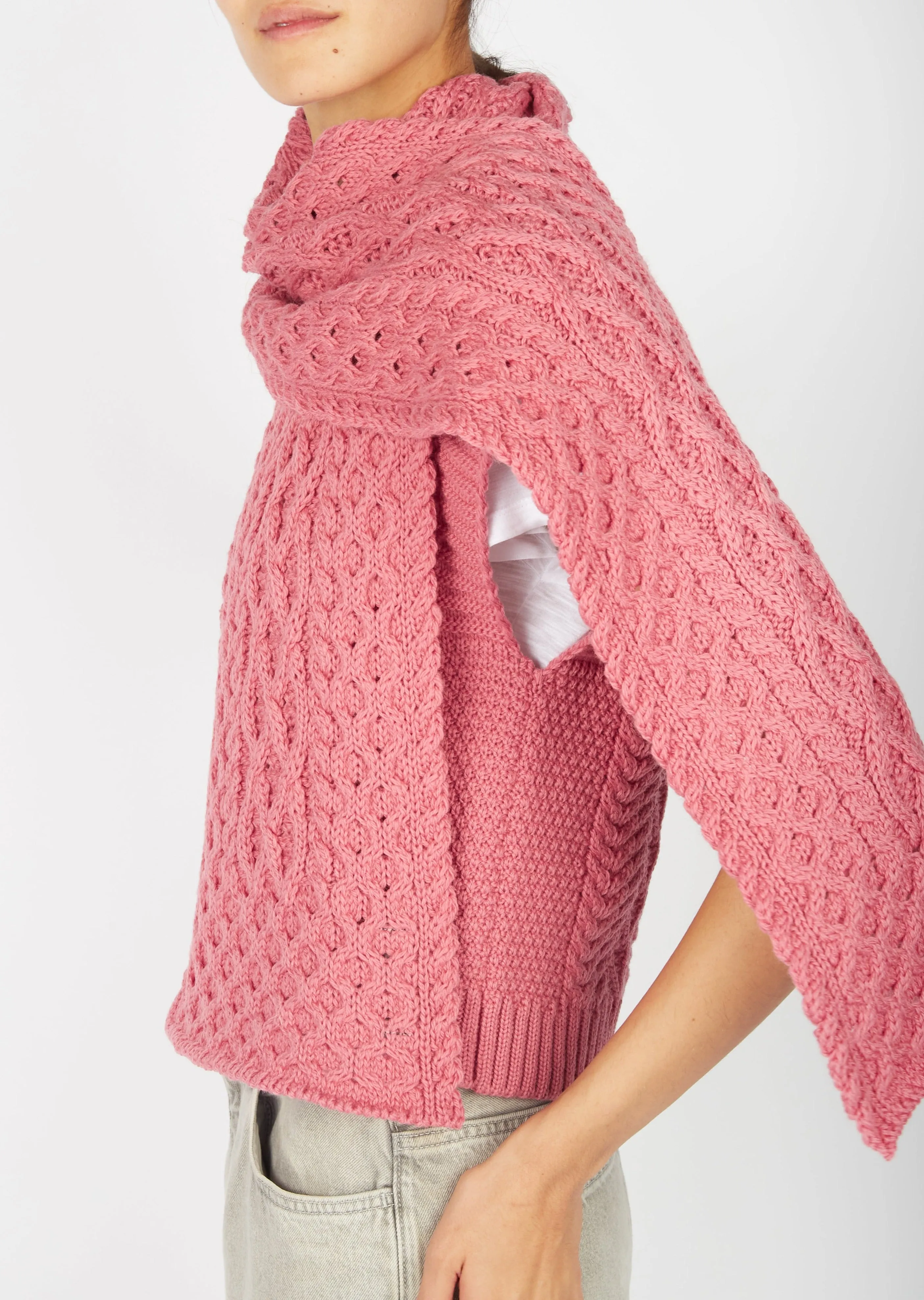 Merino Aran Scarf | Rosa Pink