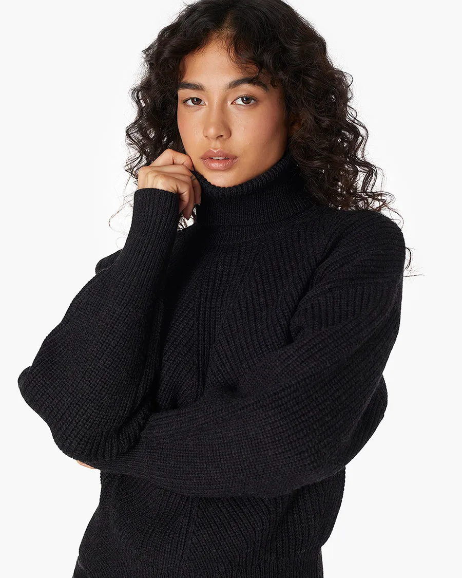 Merino Knit Turtleneck - Black