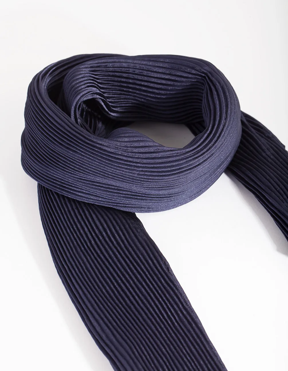 Midnight Navy Short Pleated Bandana Hair Scarf