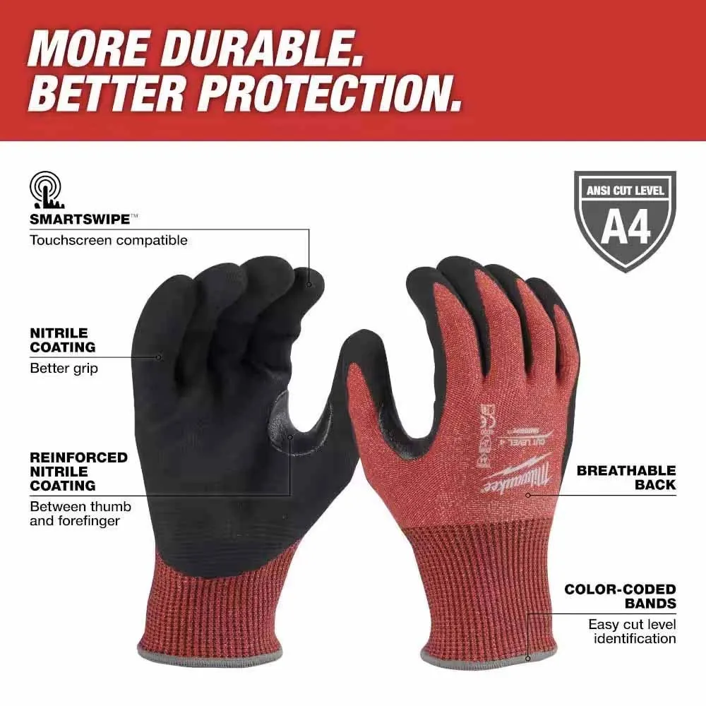 Milwaukee 48-22-8947 Cut Level 4 Nitrile Dipped Gloves - L