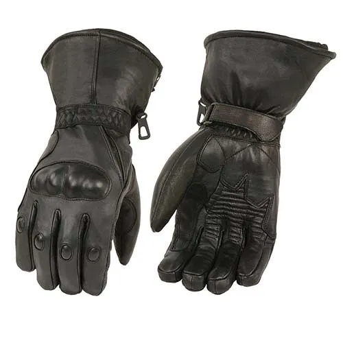 Milwaukee Leather Men's Black Leather Gauntlet Motorcycle Hand