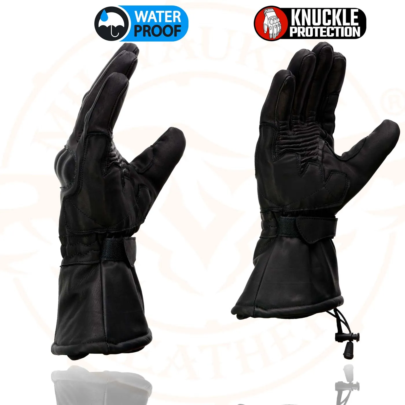 Milwaukee Leather Men's Black Leather Gauntlet Motorcycle Hand