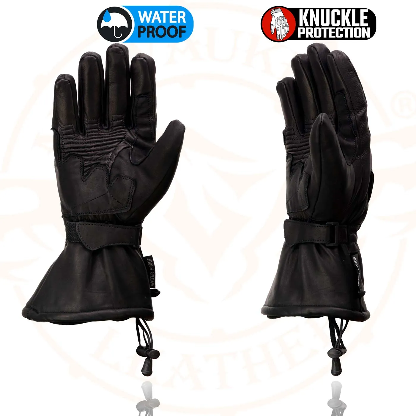 Milwaukee Leather Men's Black Leather Gauntlet Motorcycle Hand