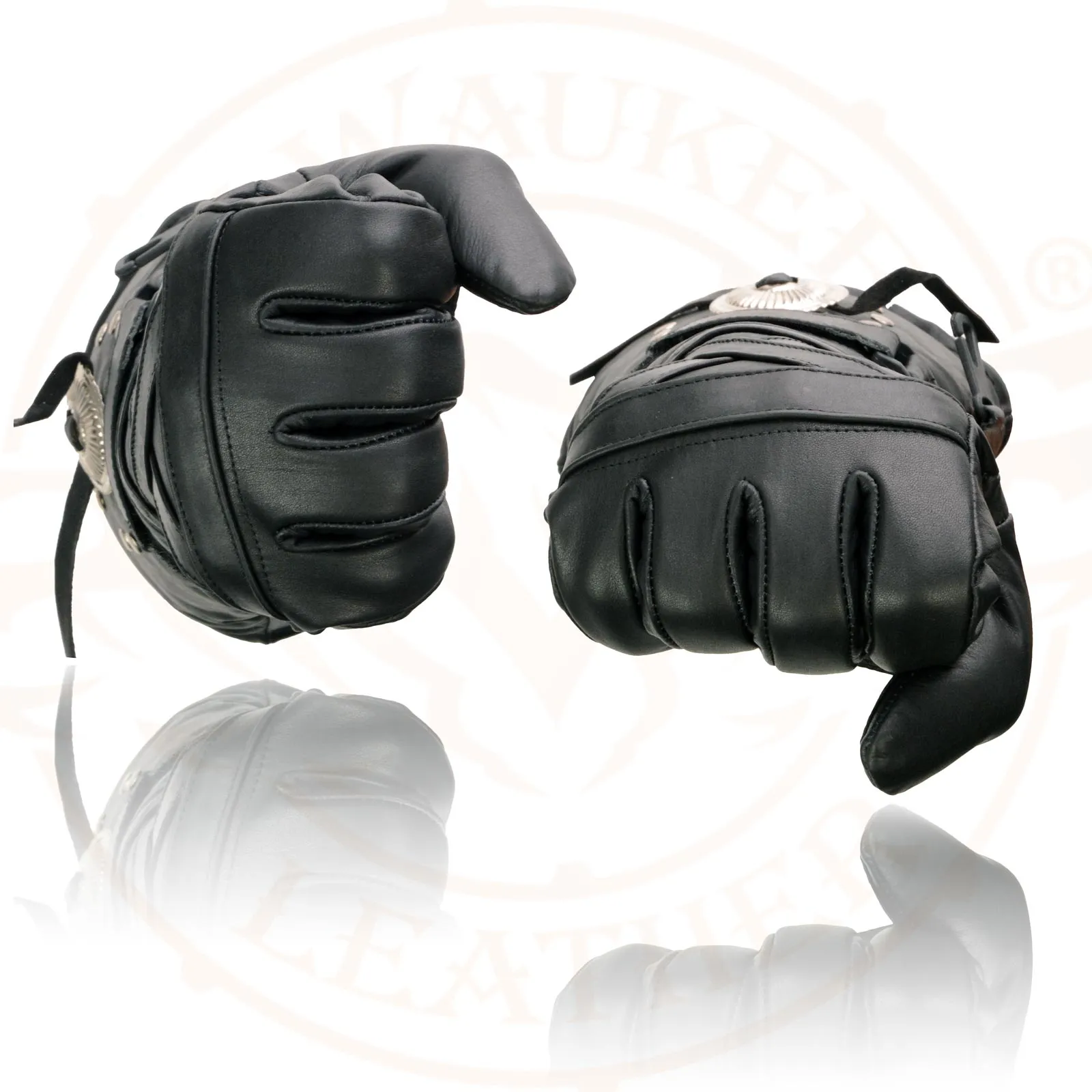 Milwaukee Leather SH231 Men's Black Leather Warm Gauntlet Motorcycle