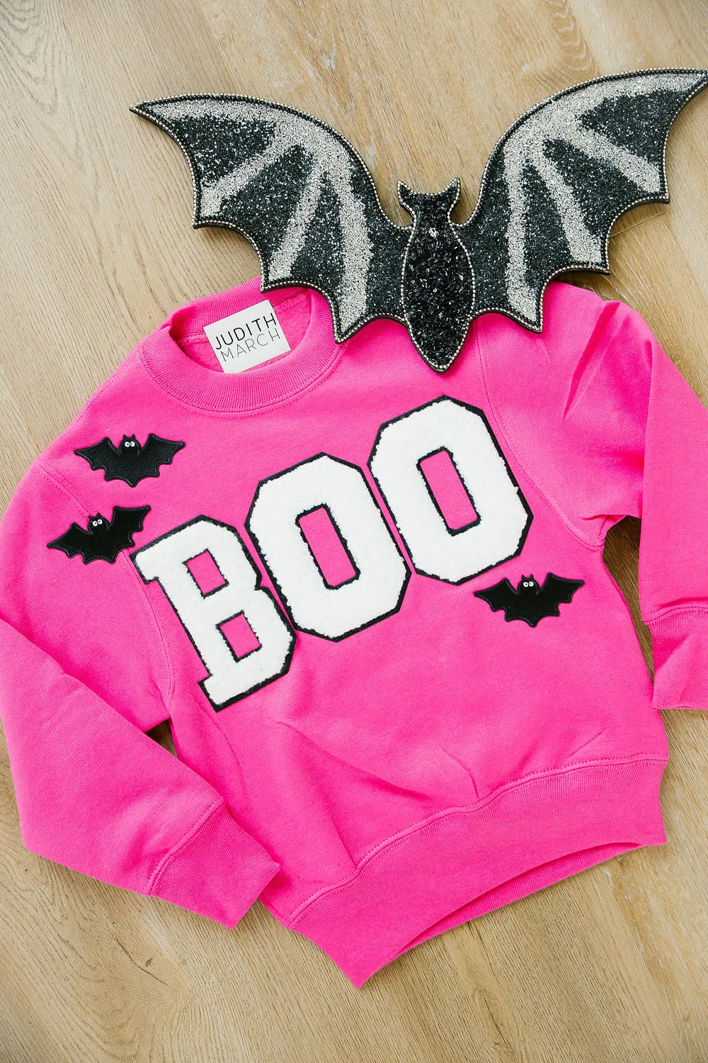 MINI KIDS BOO BATS PINK PULLOVER