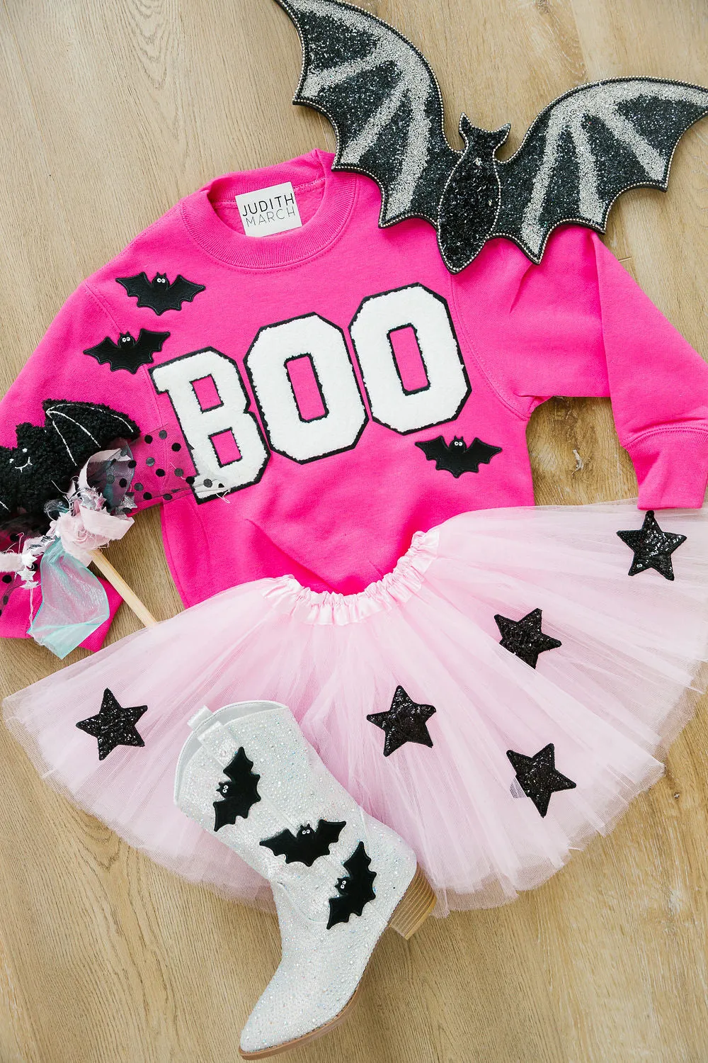 MINI KIDS BOO BATS PINK PULLOVER