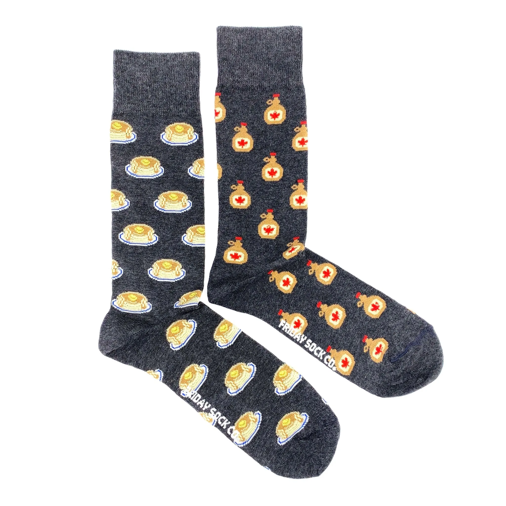 Mismatched Men's Socks in Breakfast Pattern