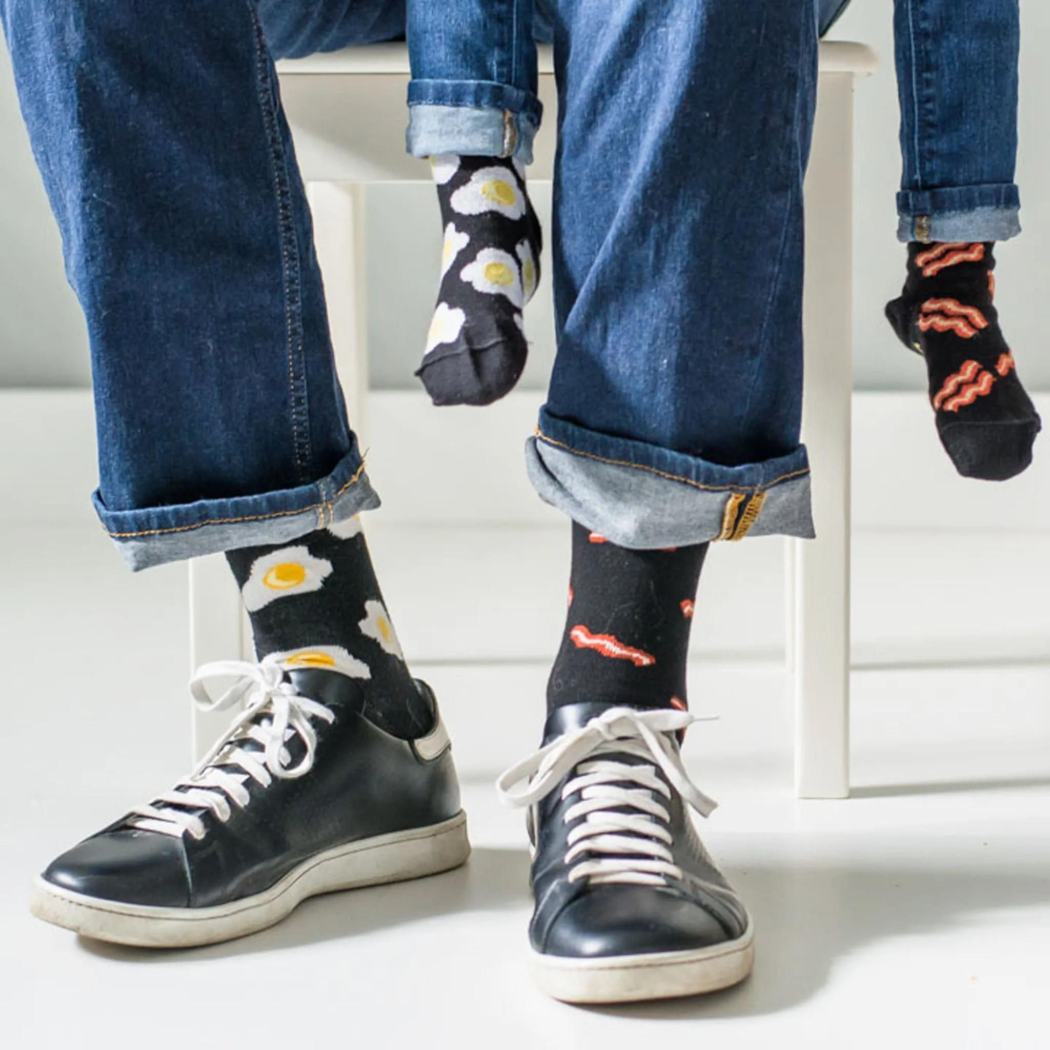 Mismatched Men's Socks with Bacon   Eggs