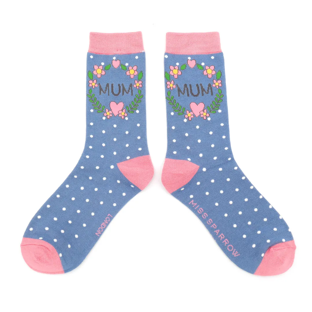 Miss Sparrow Bamboo Mum Floral Wreath Socks (2 Colours)