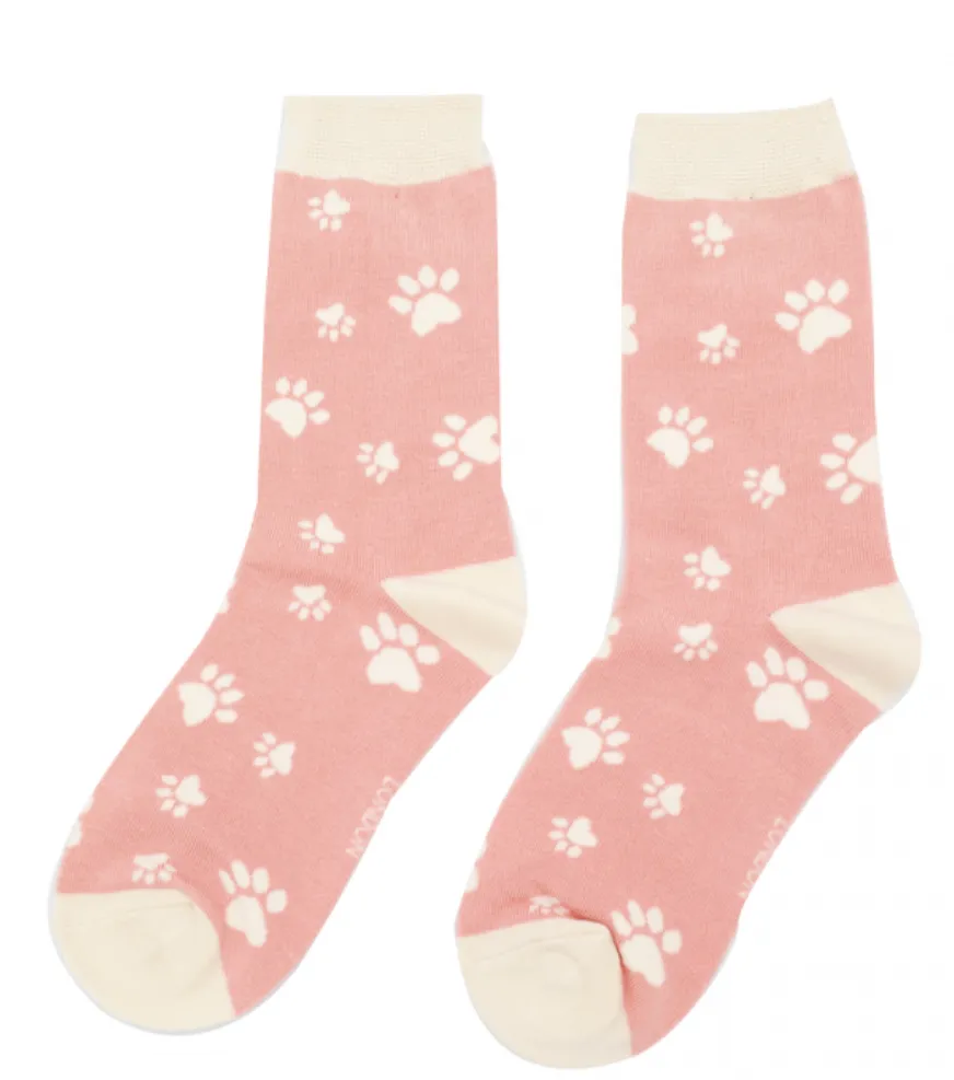 Miss Sparrow Bamboo Paw Prints Socks (2 Colours)