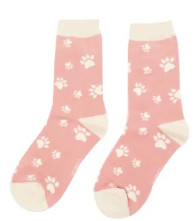 Miss Sparrow Bamboo Paw Prints Socks (2 Colours)