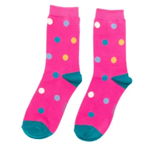 Miss Sparrow Hot Pink Bamboo Spots Socks