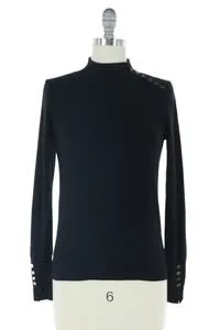 Mock Neck Sweater With Button Detail