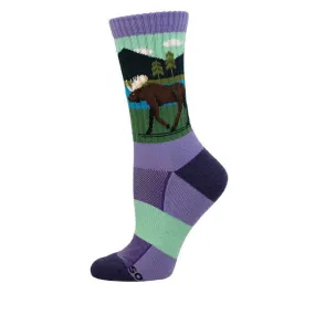 Moosehead Lake (Purple) Merino Wool Unisex S/M Crew Sock