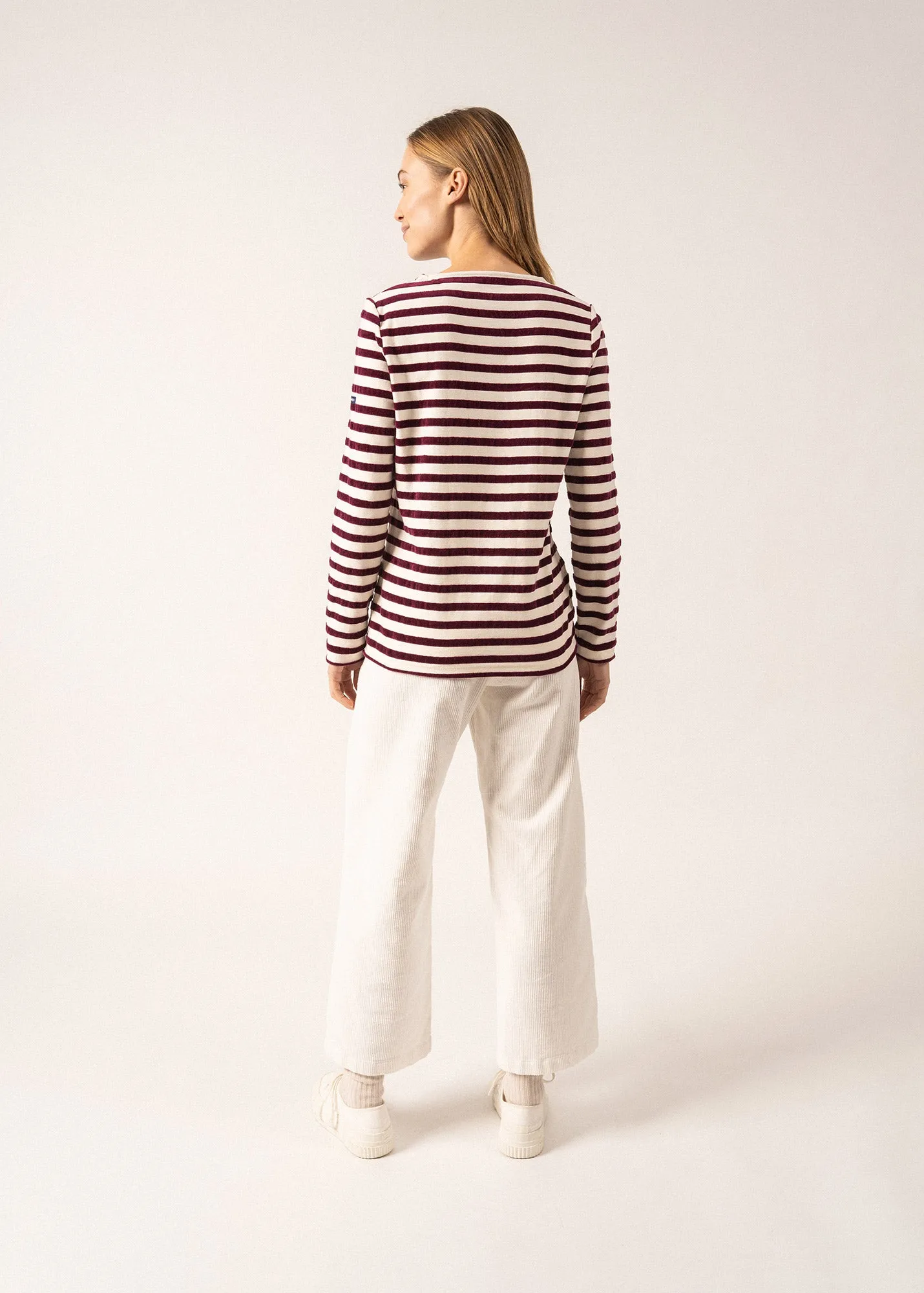 Méridame Campus Breton Shirt - with embroidered SAINT JAMES crest (ECUME/PRUNE)