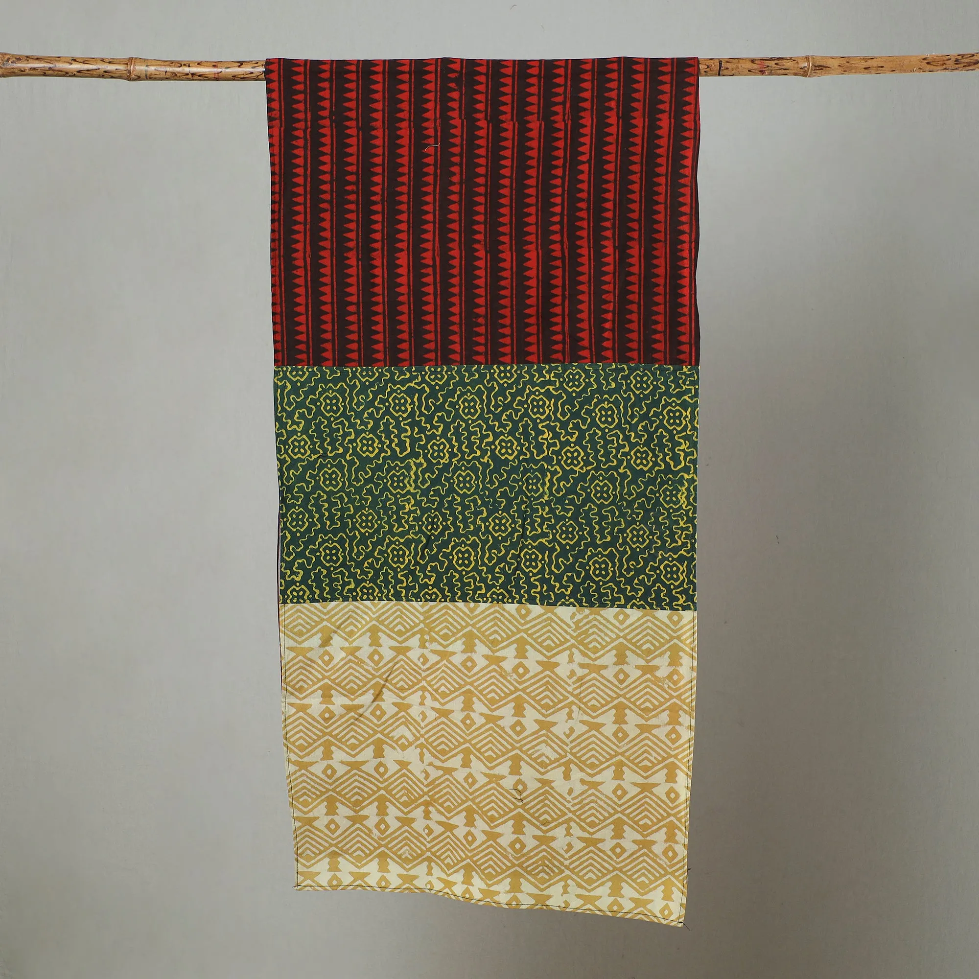 Multicolor - Patchwork Block Printed Cotton Stole 11