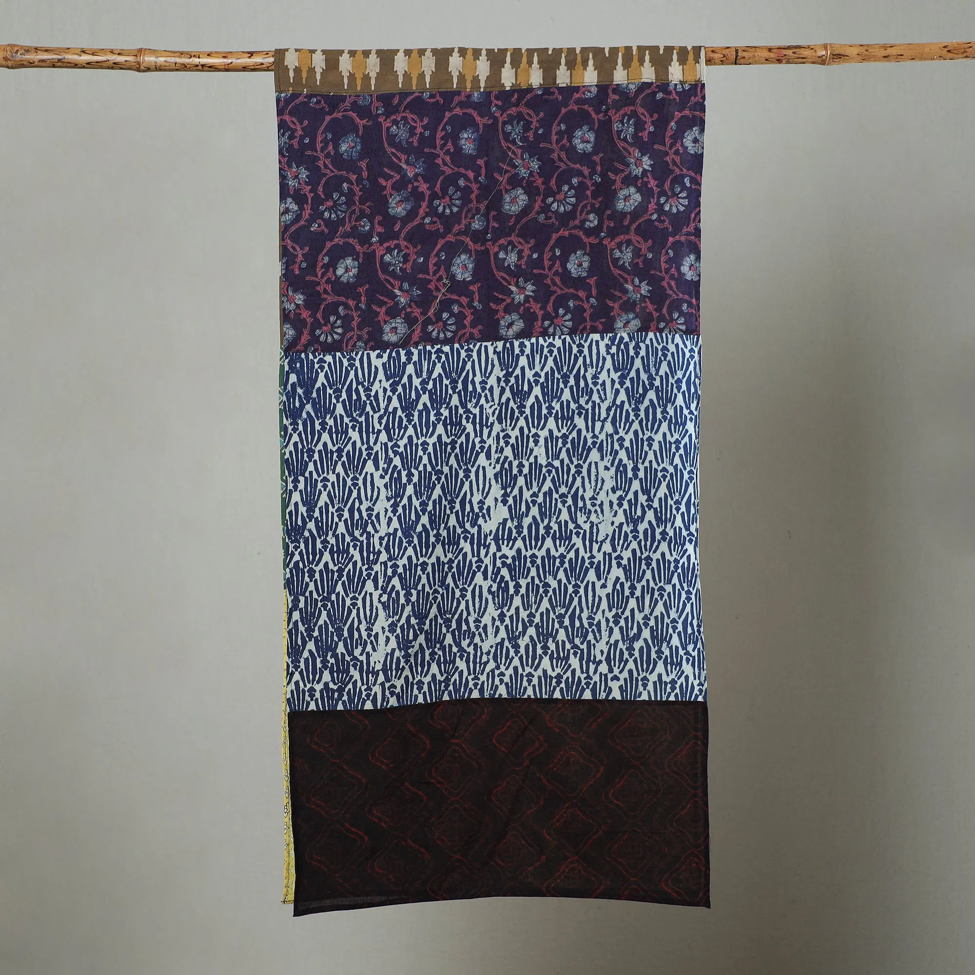 Multicolor - Patchwork Block Printed Cotton Stole 41