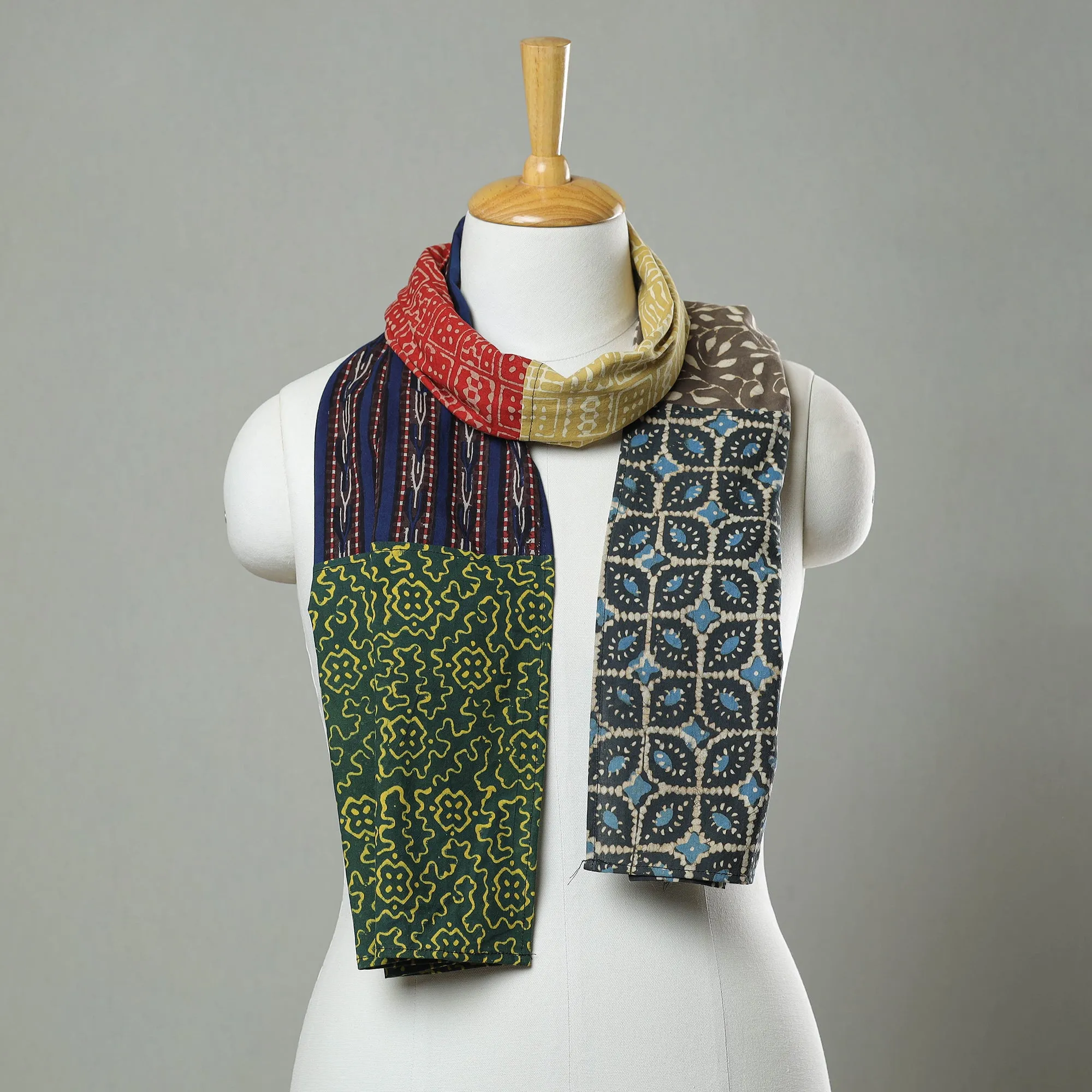 Multicolor - Patchwork Block Printed Cotton Stole 47