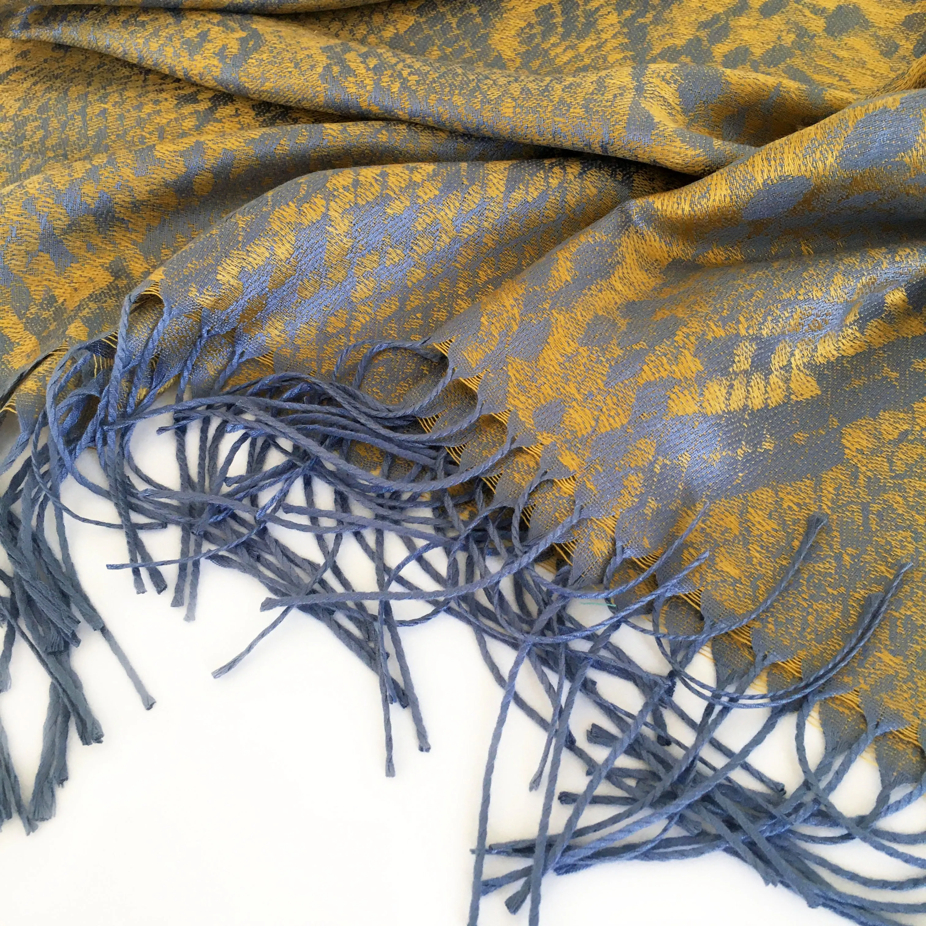 MUSTARD YELLOW LARGE SNAKESKIN PRINT REVERSIBLE PASHMINA SHAWL SCARF