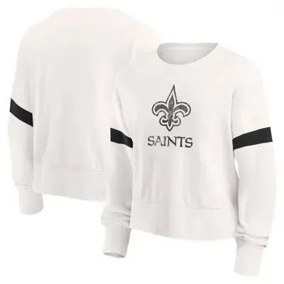 NFL New Orleans Saints Women's Primary Antique Long Sleeve Crew Fleece Sweartshirt - S