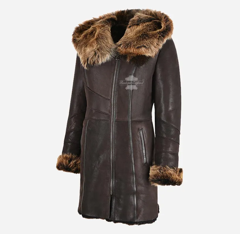 Novi Women's Montana Toscana Coat 3/4 Length Toscana Coat Brown