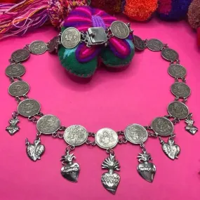 Oaxacan vintage Silver coin necklace, circa 1950