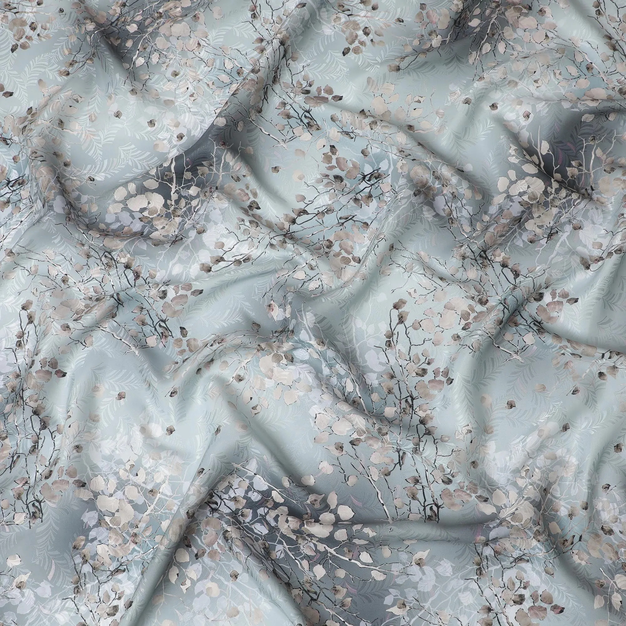 Oceanic Teal Jacquard Silk Satin: South Korean Craftsmanship - D17620