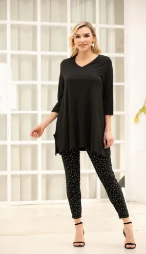 OFV - BAMBOO V NECK 3/4 TUNIC TOP