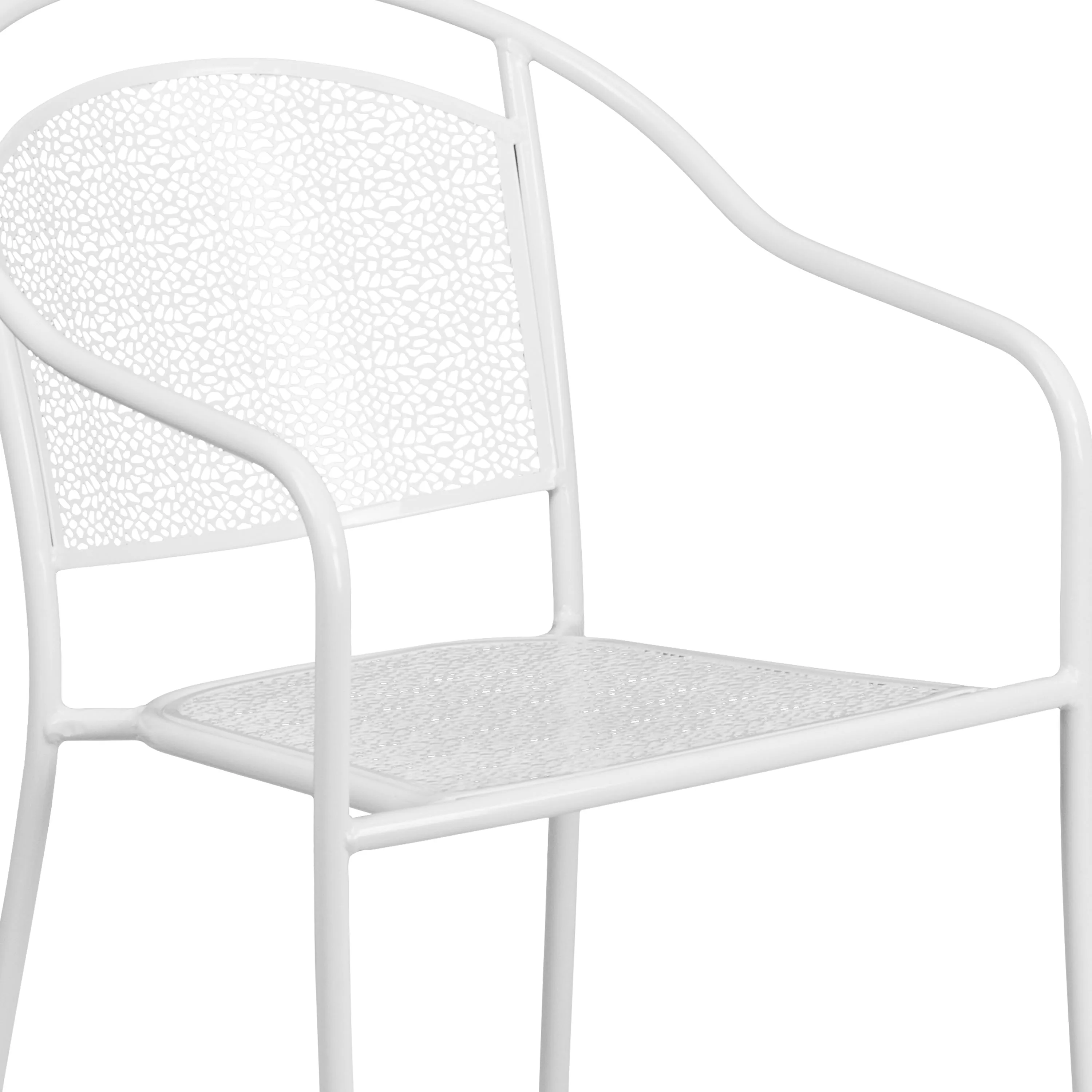 Oia Commercial Grade Indoor-Outdoor Steel Patio Arm Chair with Round Back