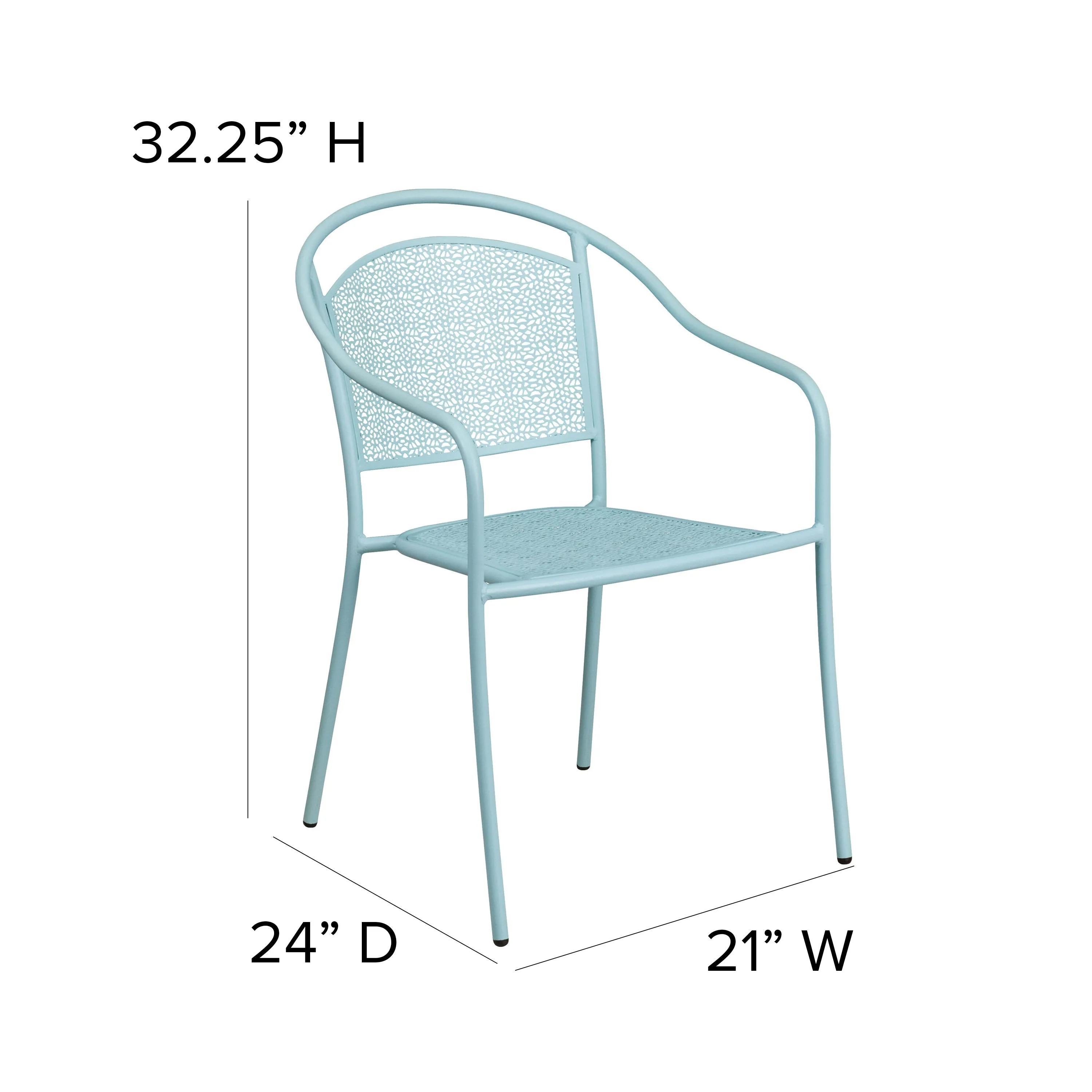 Oia Commercial Grade Indoor-Outdoor Steel Patio Arm Chair with Round Back