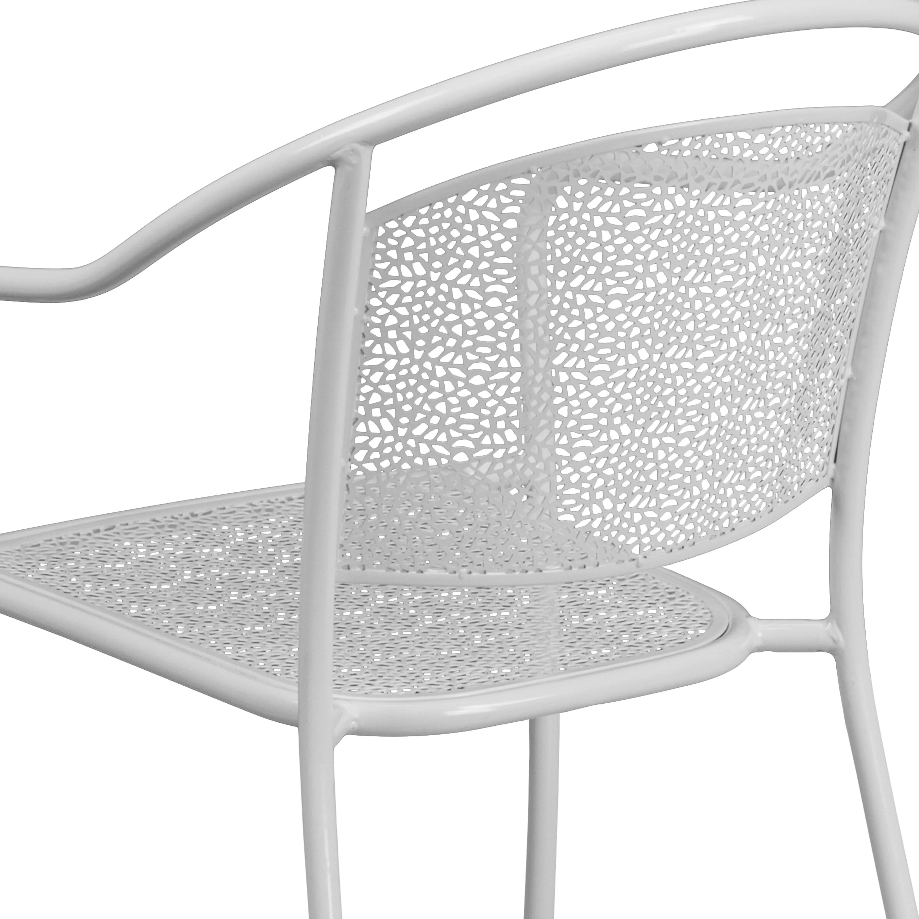 Oia Commercial Grade Indoor-Outdoor Steel Patio Arm Chair with Round Back