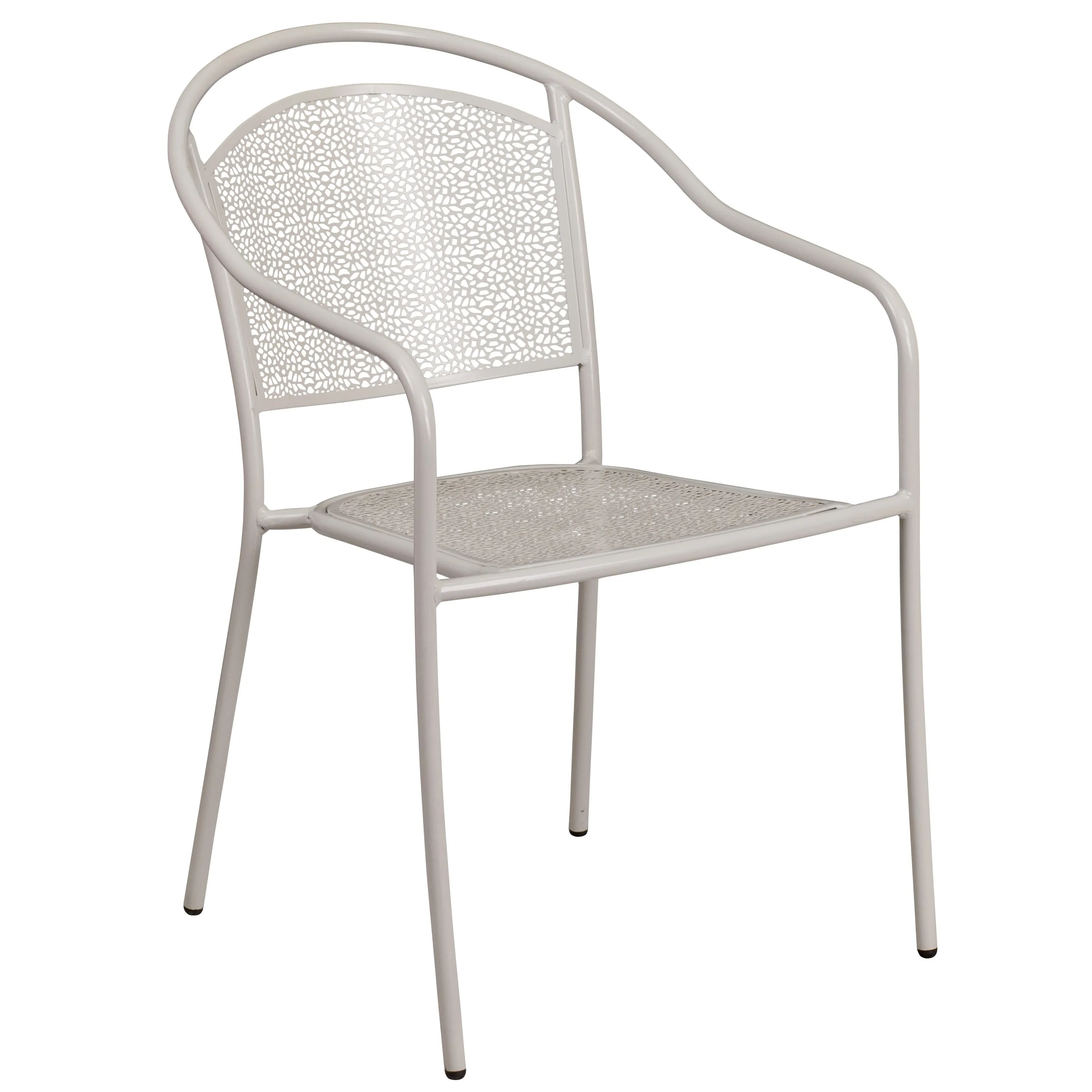 Oia Commercial Grade Indoor-Outdoor Steel Patio Arm Chair with Round Back