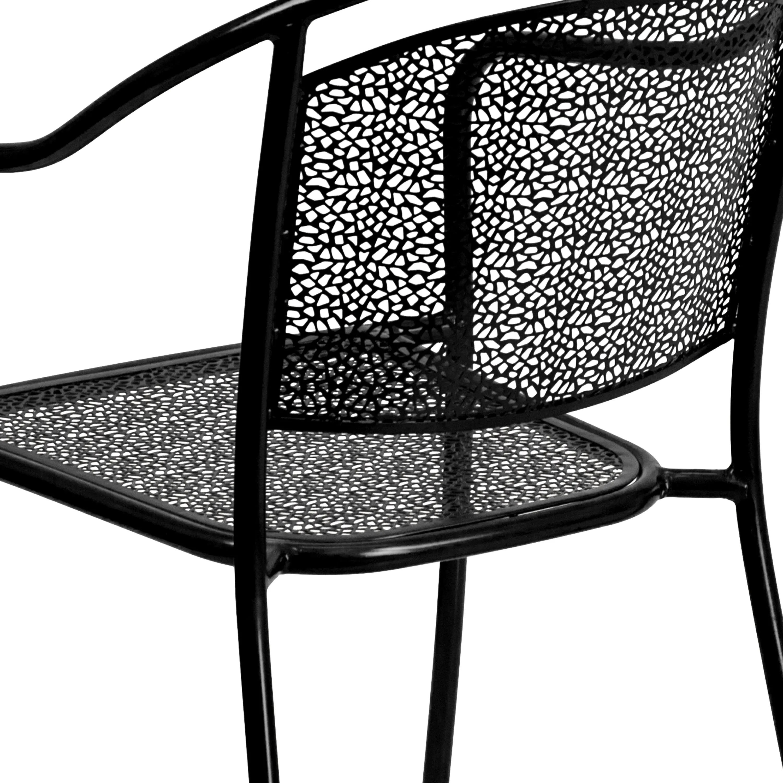 Oia Commercial Grade Indoor-Outdoor Steel Patio Arm Chair with Round Back