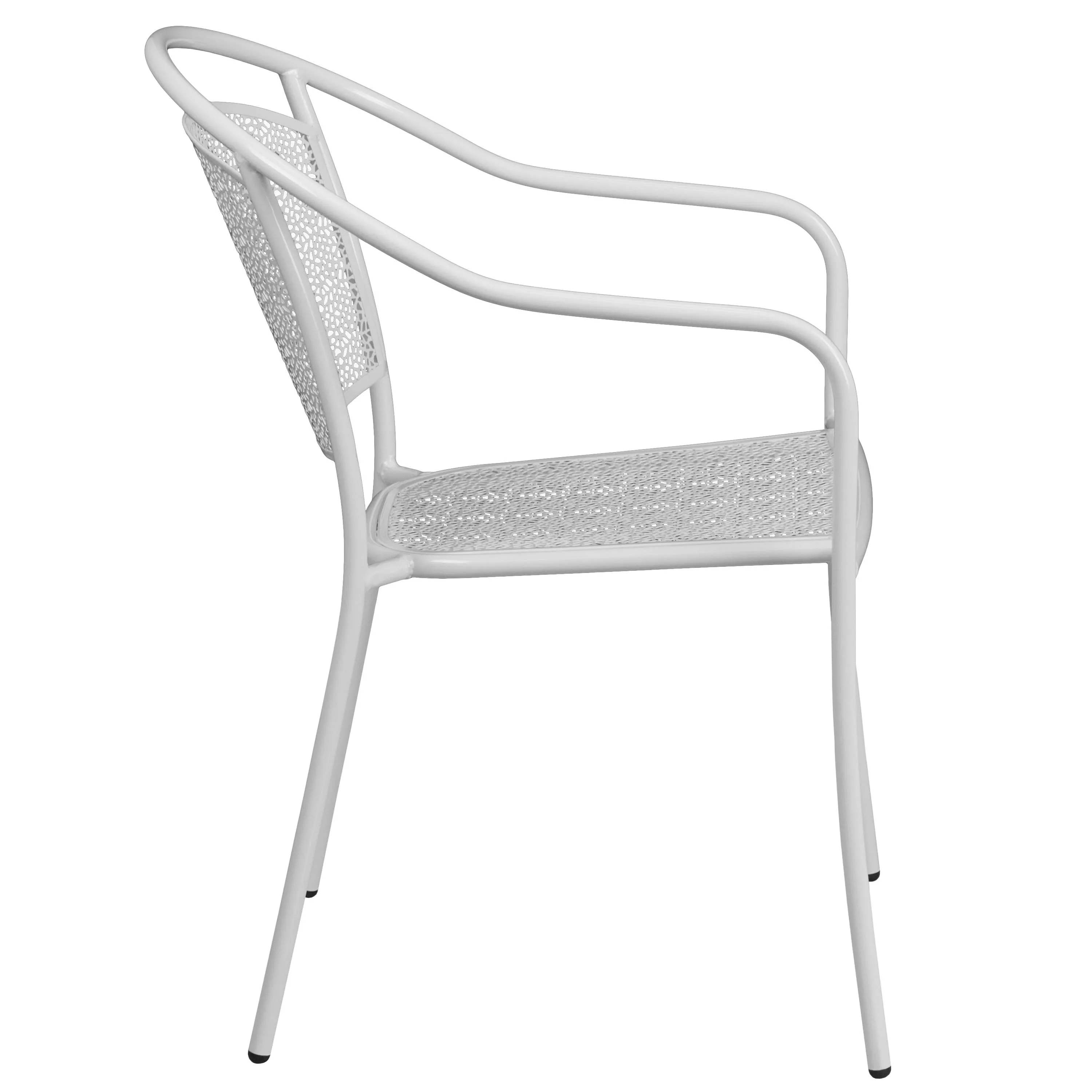 Oia Commercial Grade Indoor-Outdoor Steel Patio Arm Chair with Round Back