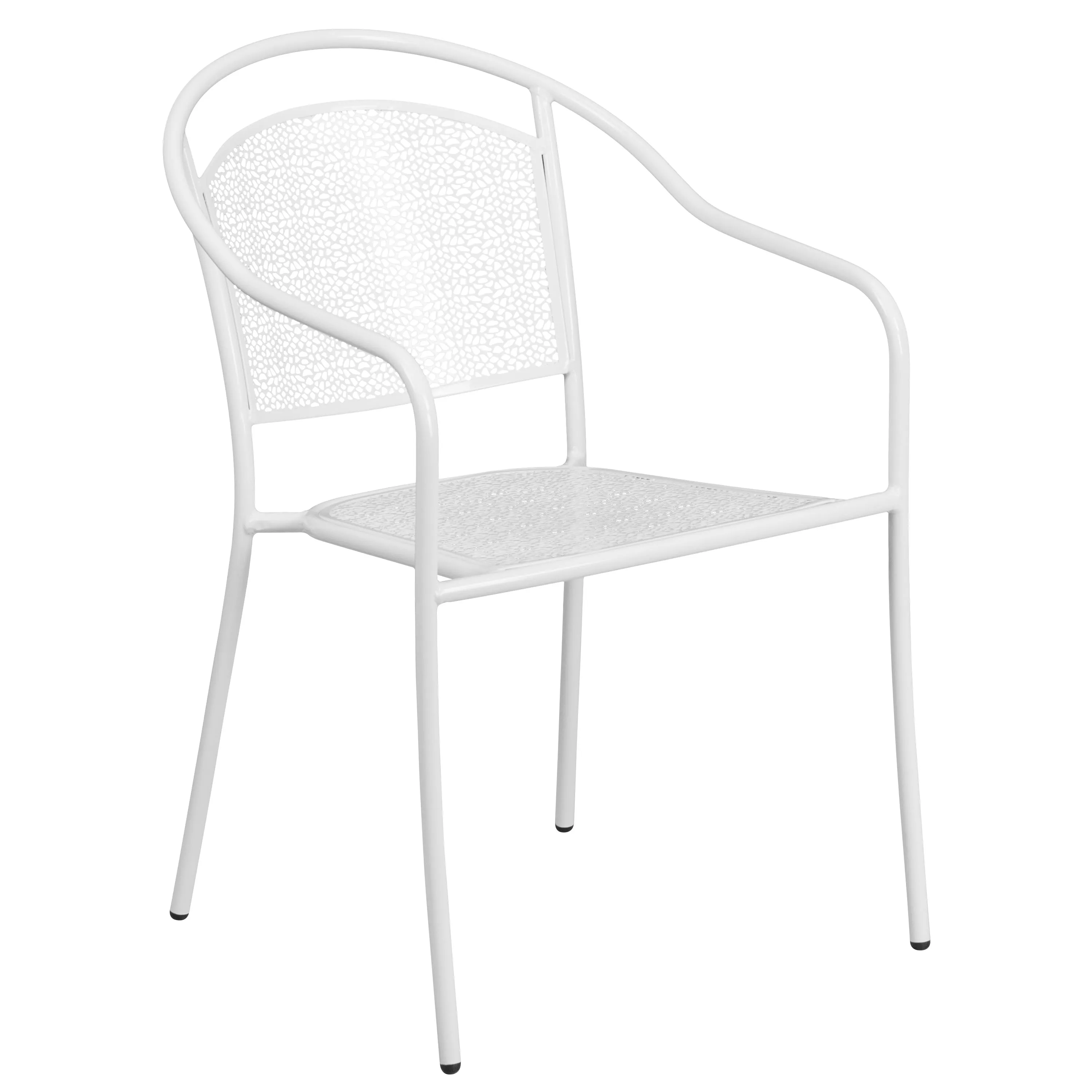 Oia Commercial Grade Indoor-Outdoor Steel Patio Arm Chair with Round Back