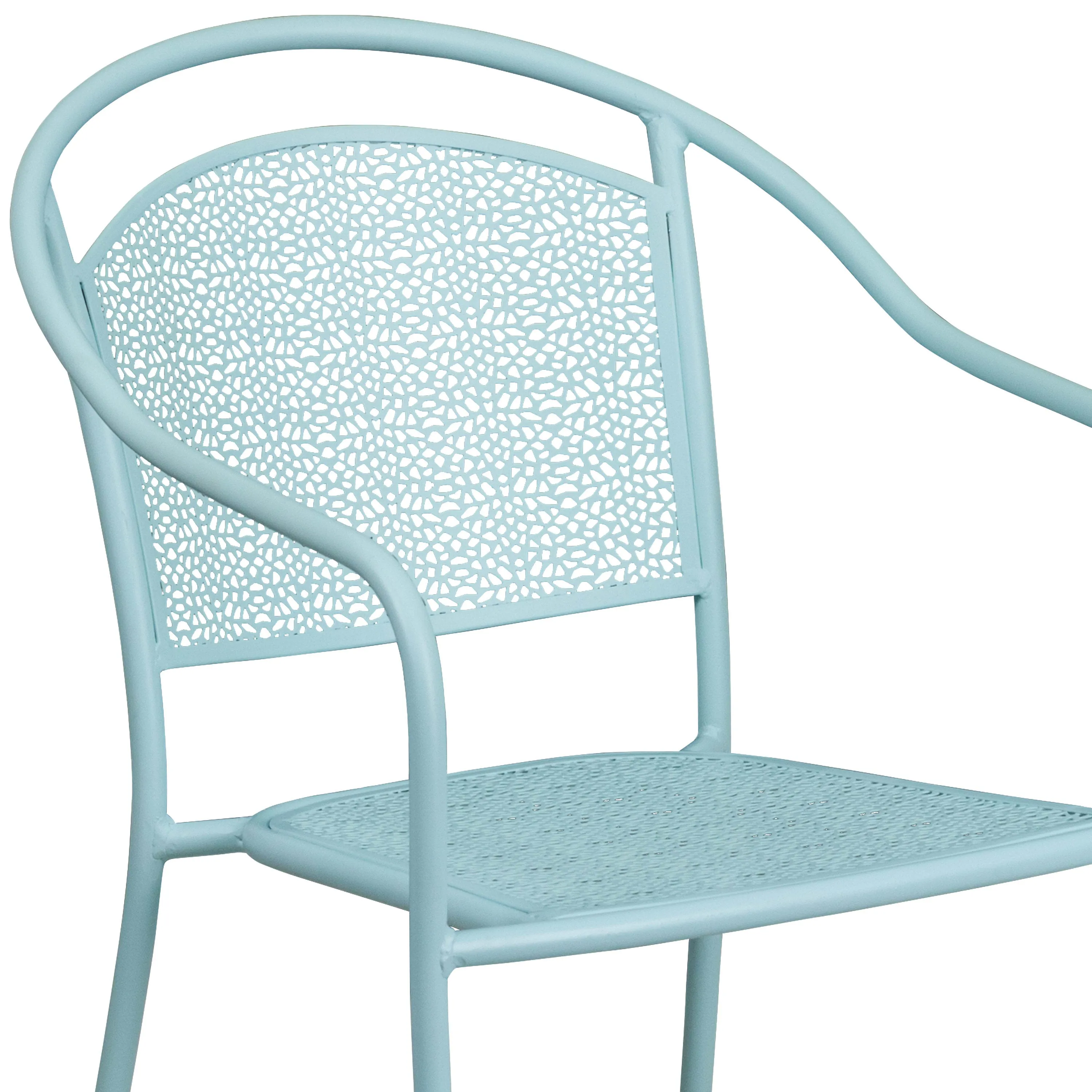 Oia Commercial Grade Indoor-Outdoor Steel Patio Arm Chair with Round Back