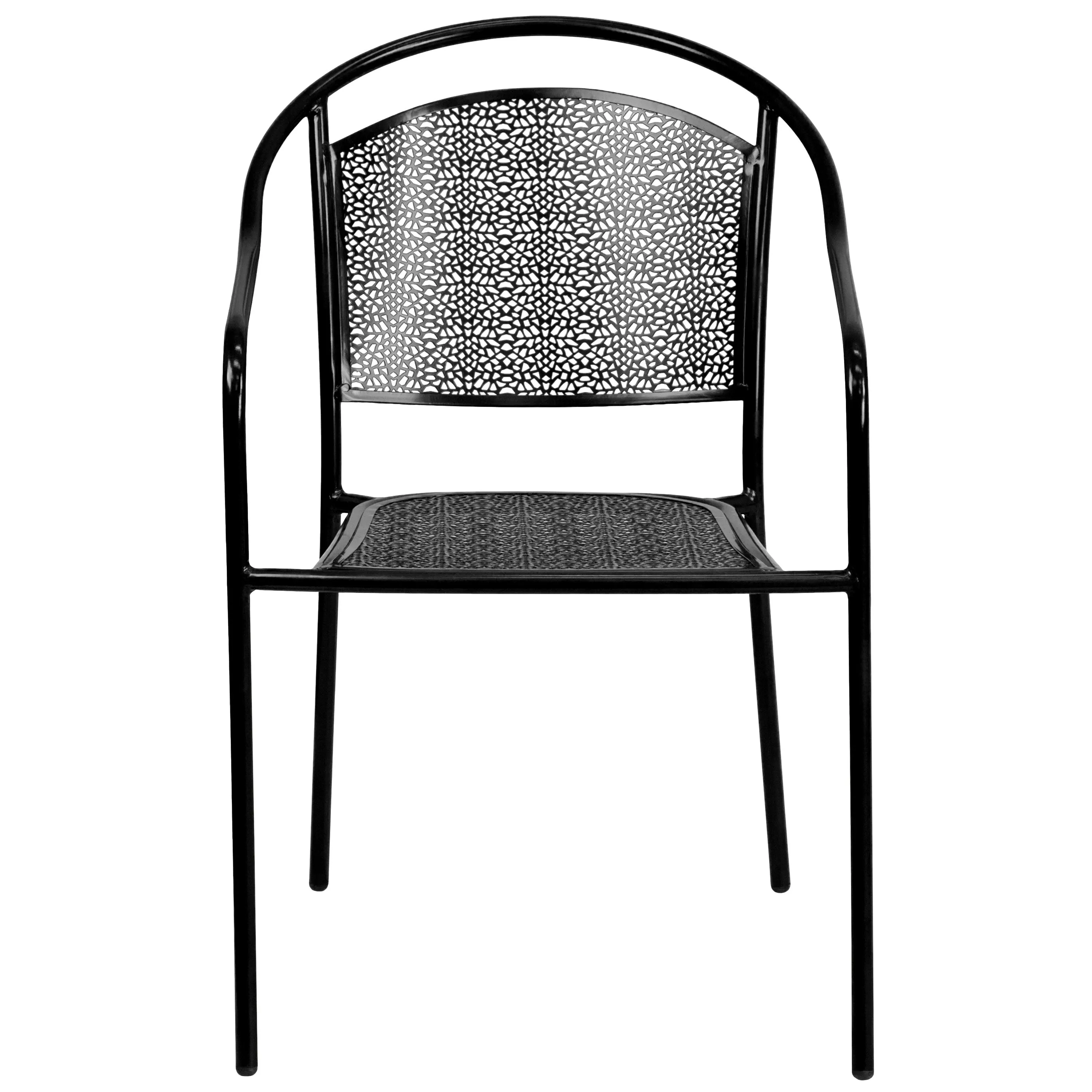 Oia Commercial Grade Indoor-Outdoor Steel Patio Arm Chair with Round Back