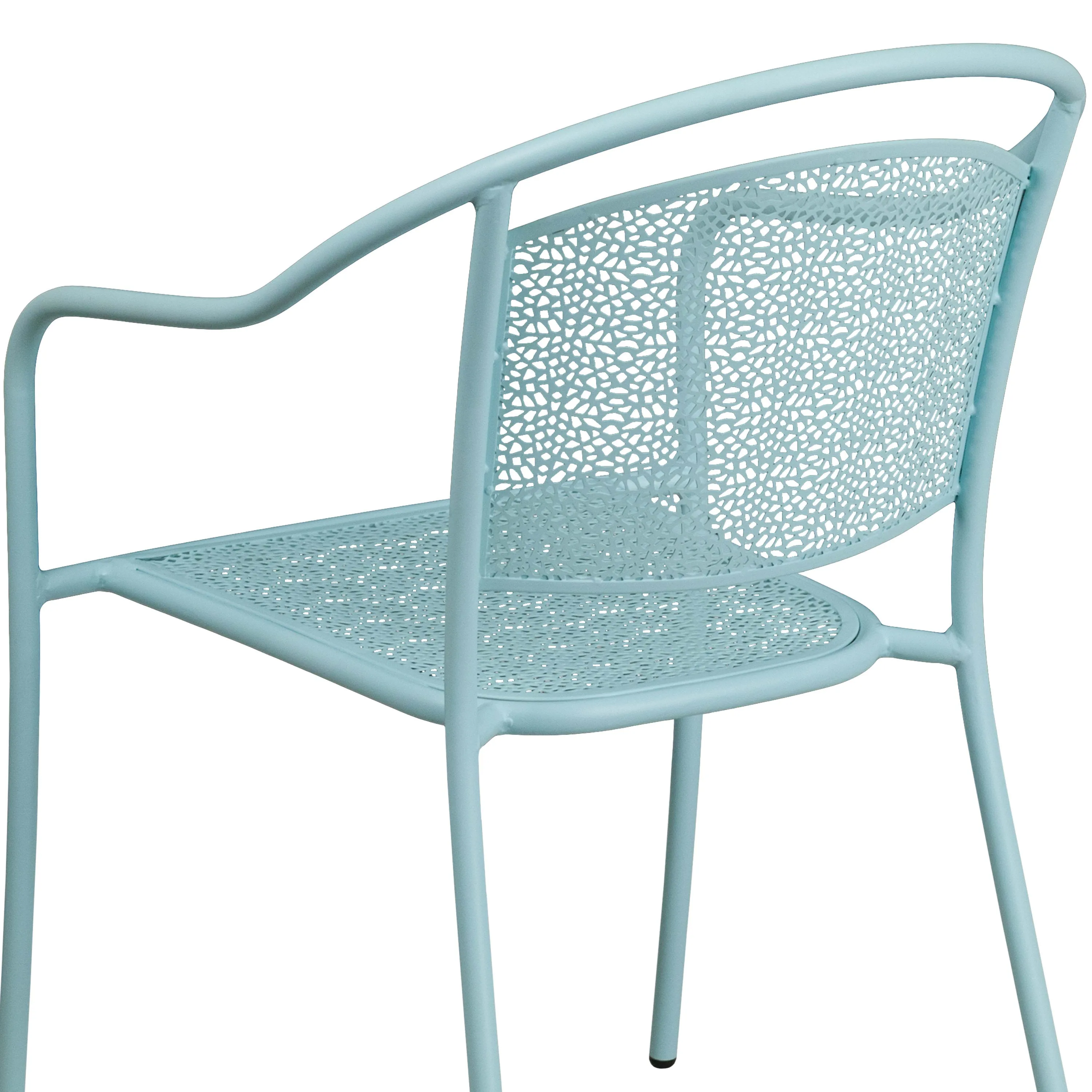 Oia Commercial Grade Indoor-Outdoor Steel Patio Arm Chair with Round Back