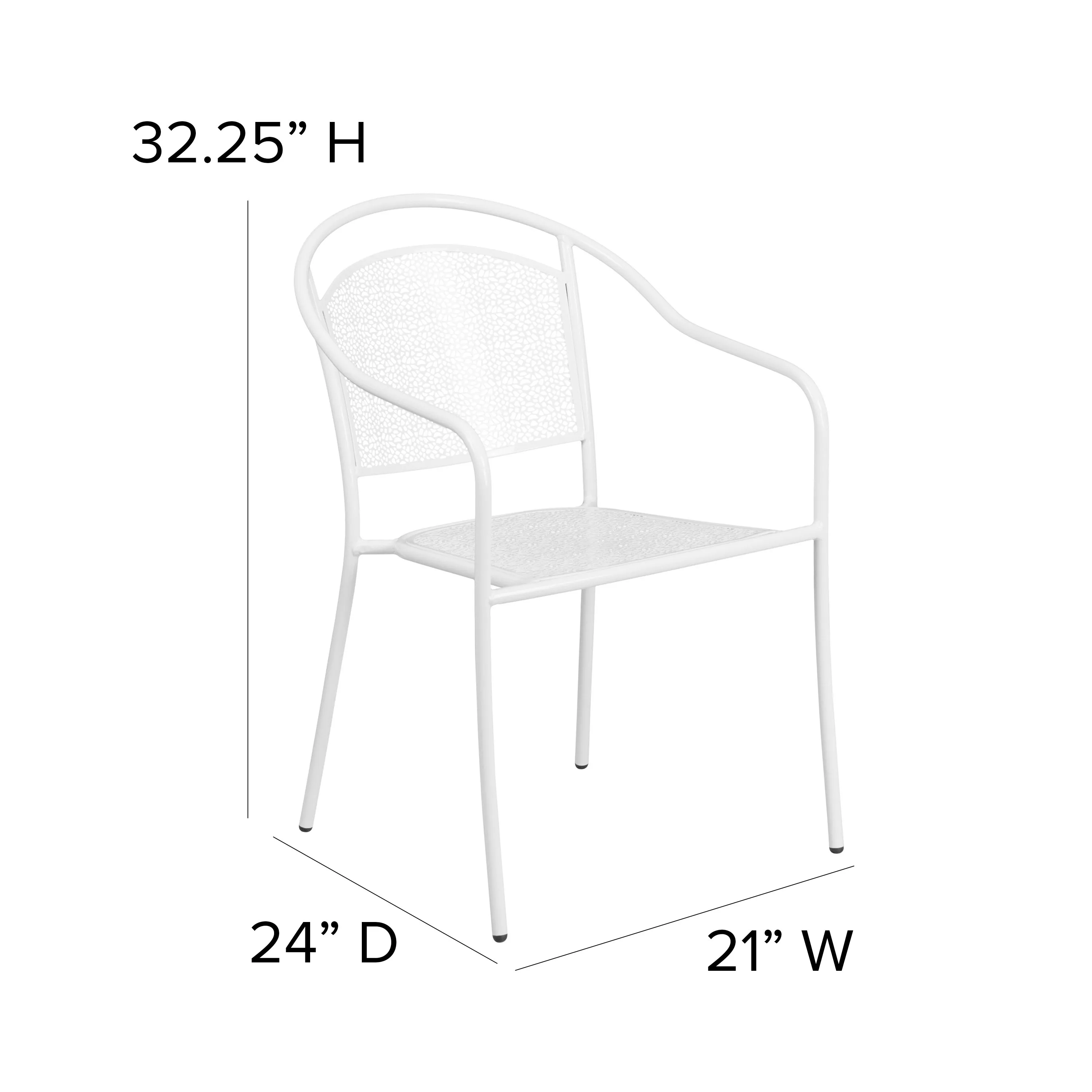 Oia Commercial Grade Indoor-Outdoor Steel Patio Arm Chair with Round Back