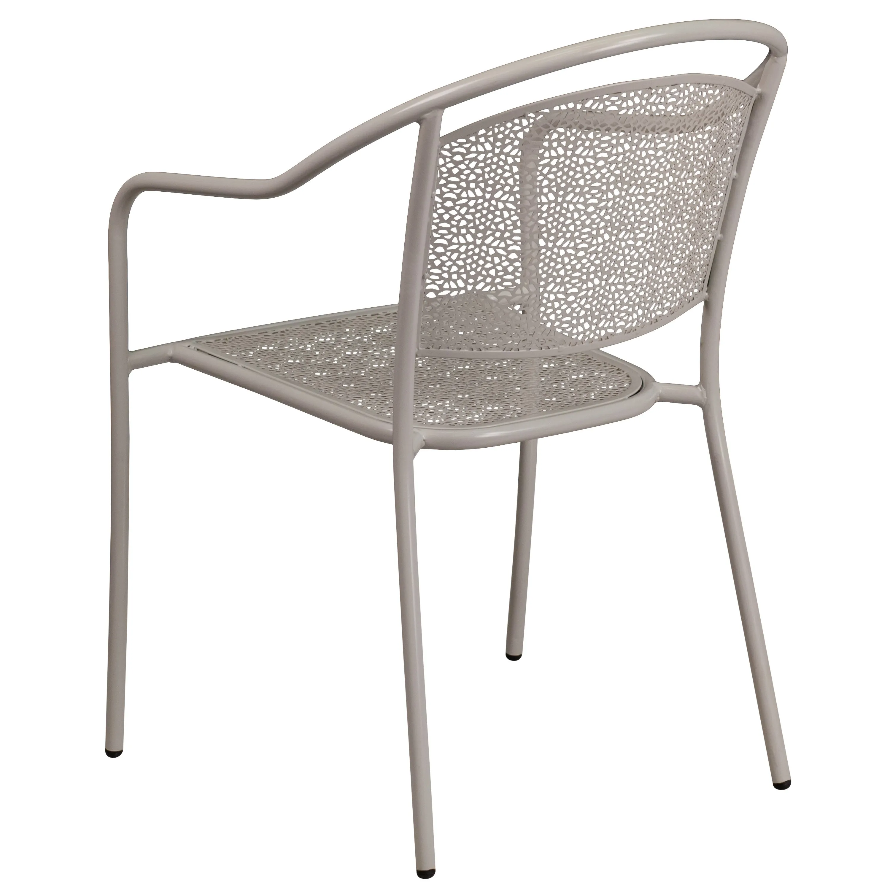 Oia Commercial Grade Indoor-Outdoor Steel Patio Arm Chair with Round Back