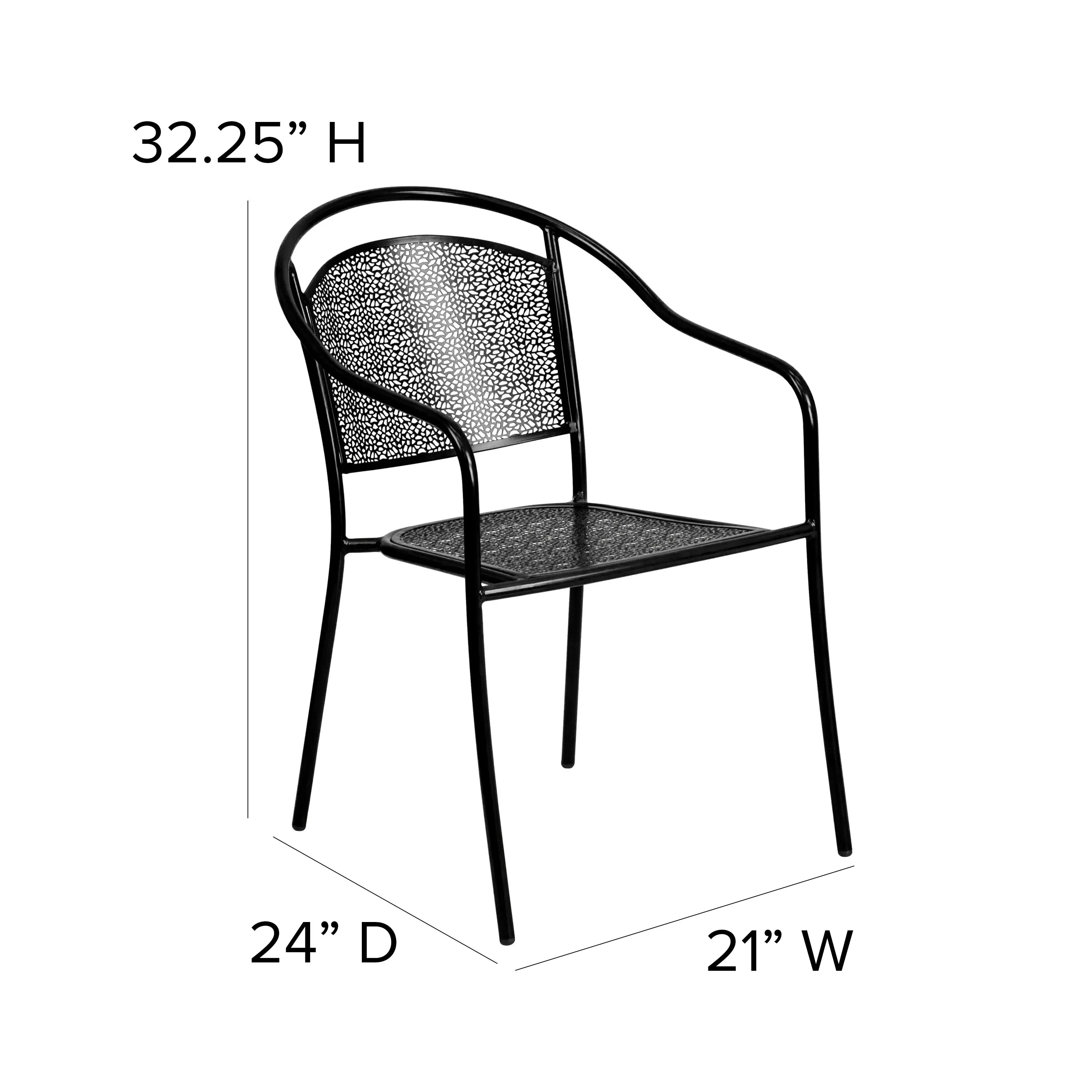 Oia Commercial Grade Indoor-Outdoor Steel Patio Arm Chair with Round Back