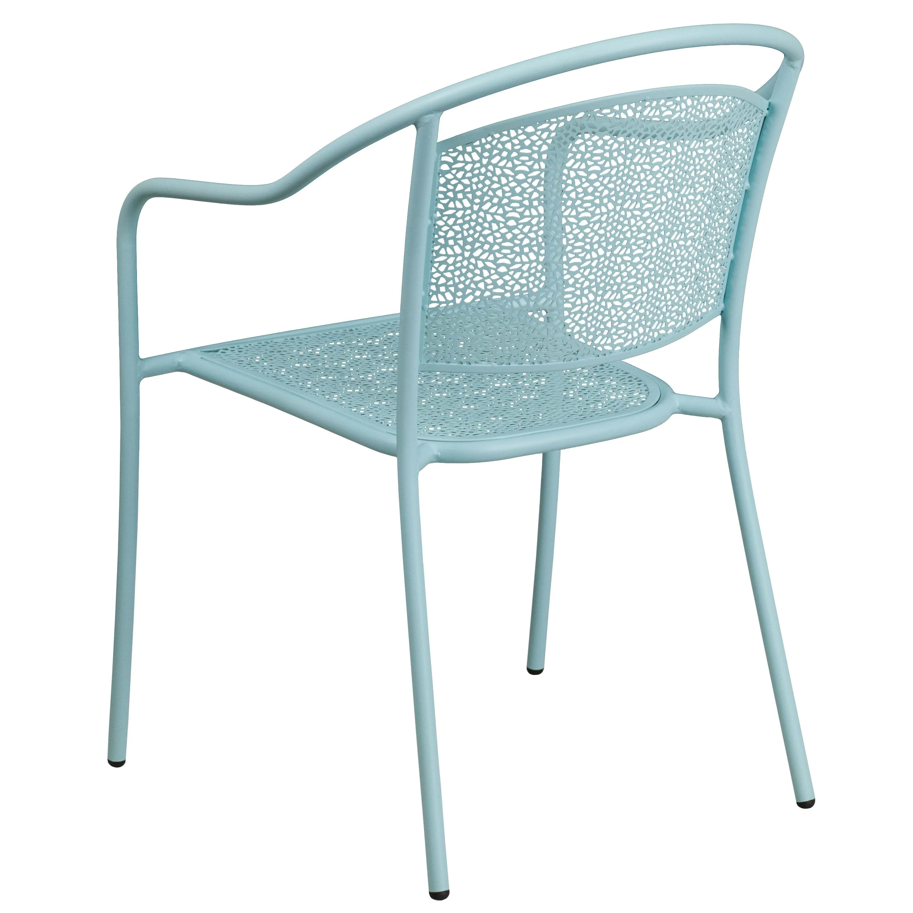 Oia Commercial Grade Indoor-Outdoor Steel Patio Arm Chair with Round Back