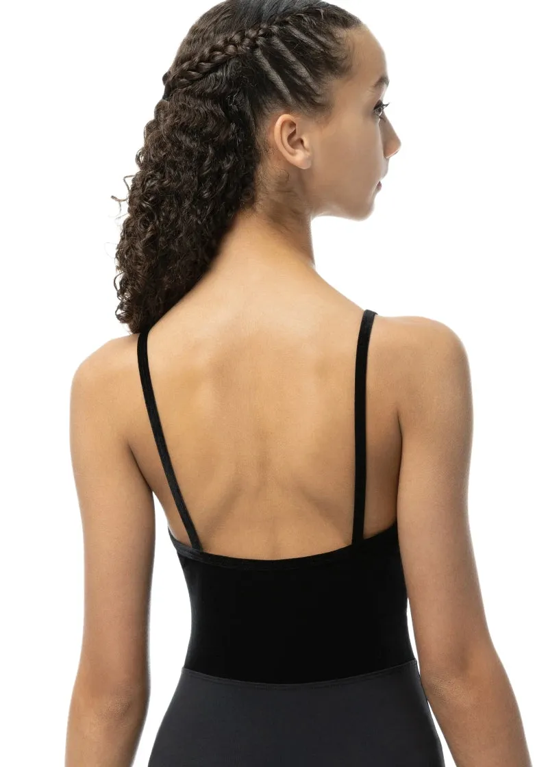 ON SALE Stardust Velvet Jewel Neckline Camisole Leotard (Black)