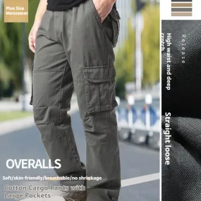 Pantalon cargo en coton à poches multiples amples et résistants à l'usure