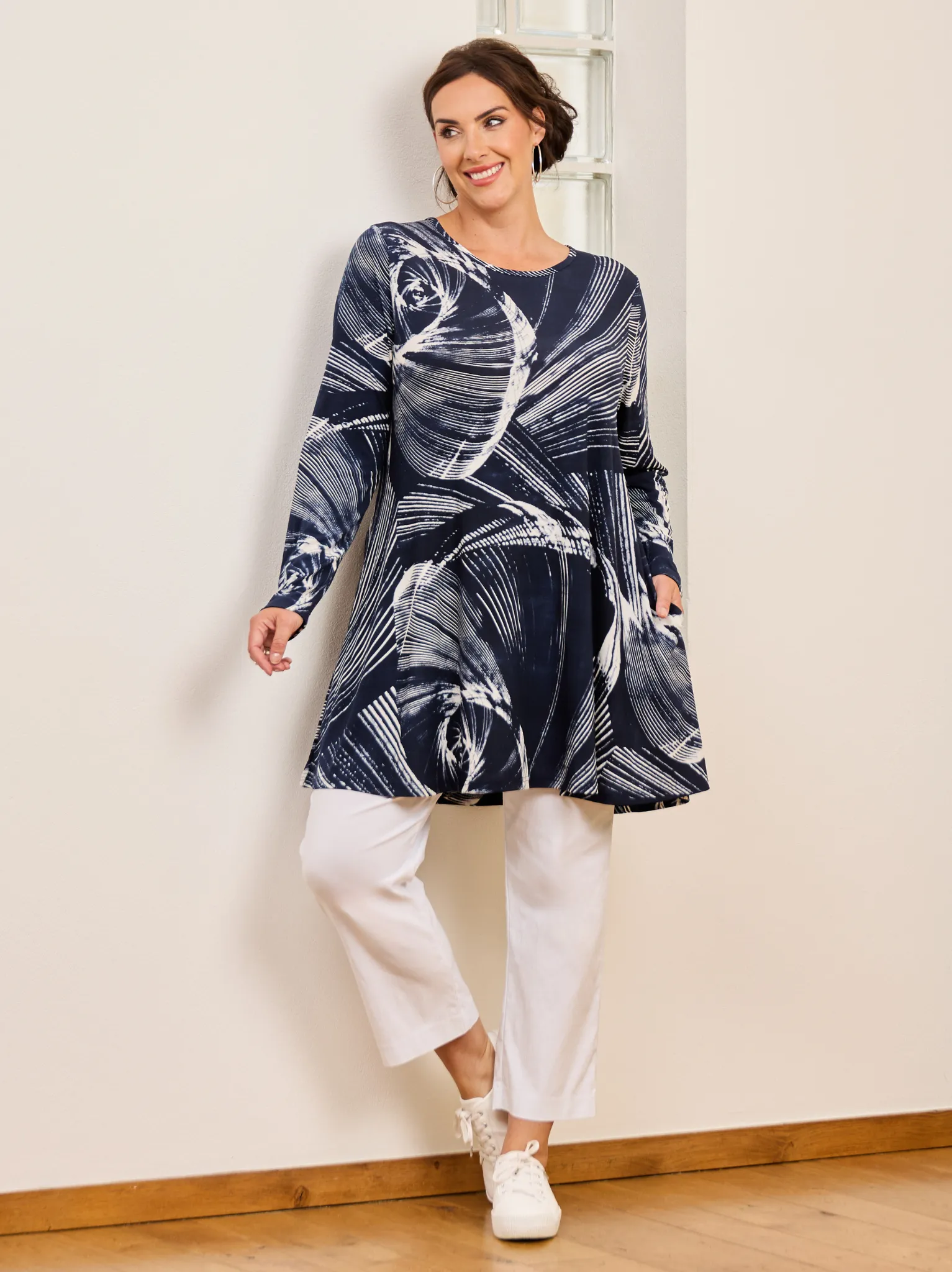 Parker Crepe Long Tunic - Navy